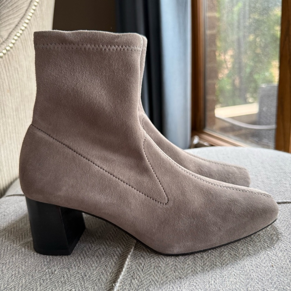 LK BENNETT Amira Grey Stretch Suede Ankle Boots Women's Taupe Ankle Boots